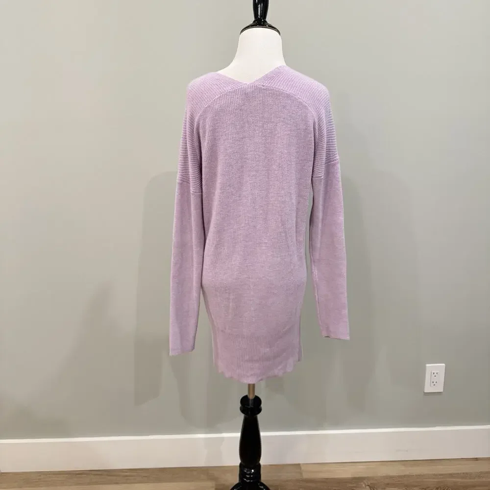 White House Black Market Sweater Women’s Size Medium Purple Ribbed Tunic NEW NWT